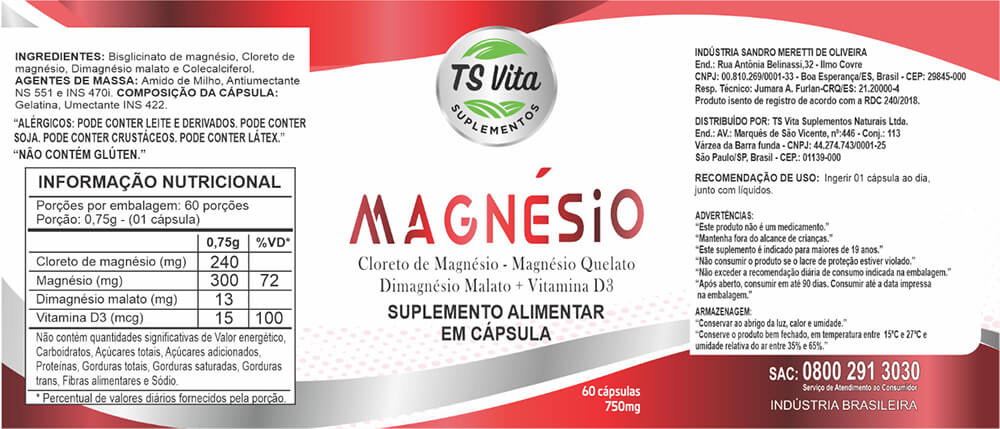 Produto TS VITA MAGNÉSIO ROTULO 2