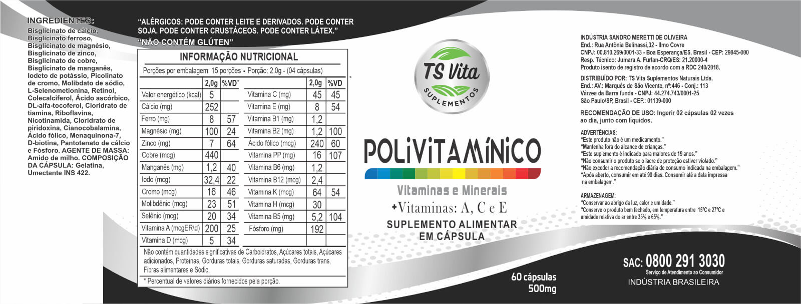 Produto TS VITA POLIVITAMÍNICO ROTULO